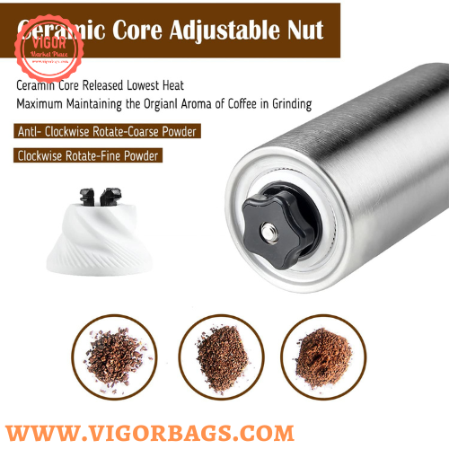 Portable Hand Coffee Bean Grinder Adjustable Knob Settings -: Mix & Match Colors