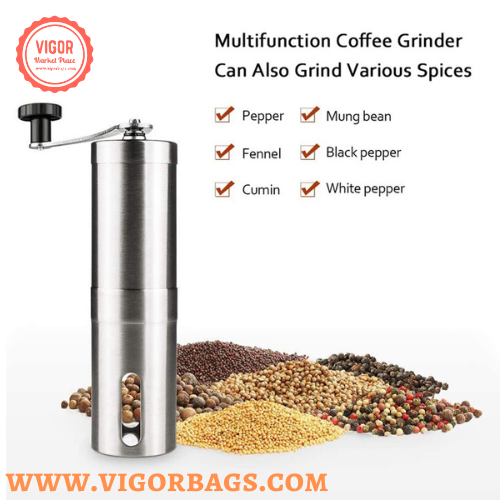 Portable Hand Coffee Bean Grinder Adjustable Knob Settings -: Mix & Match Colors